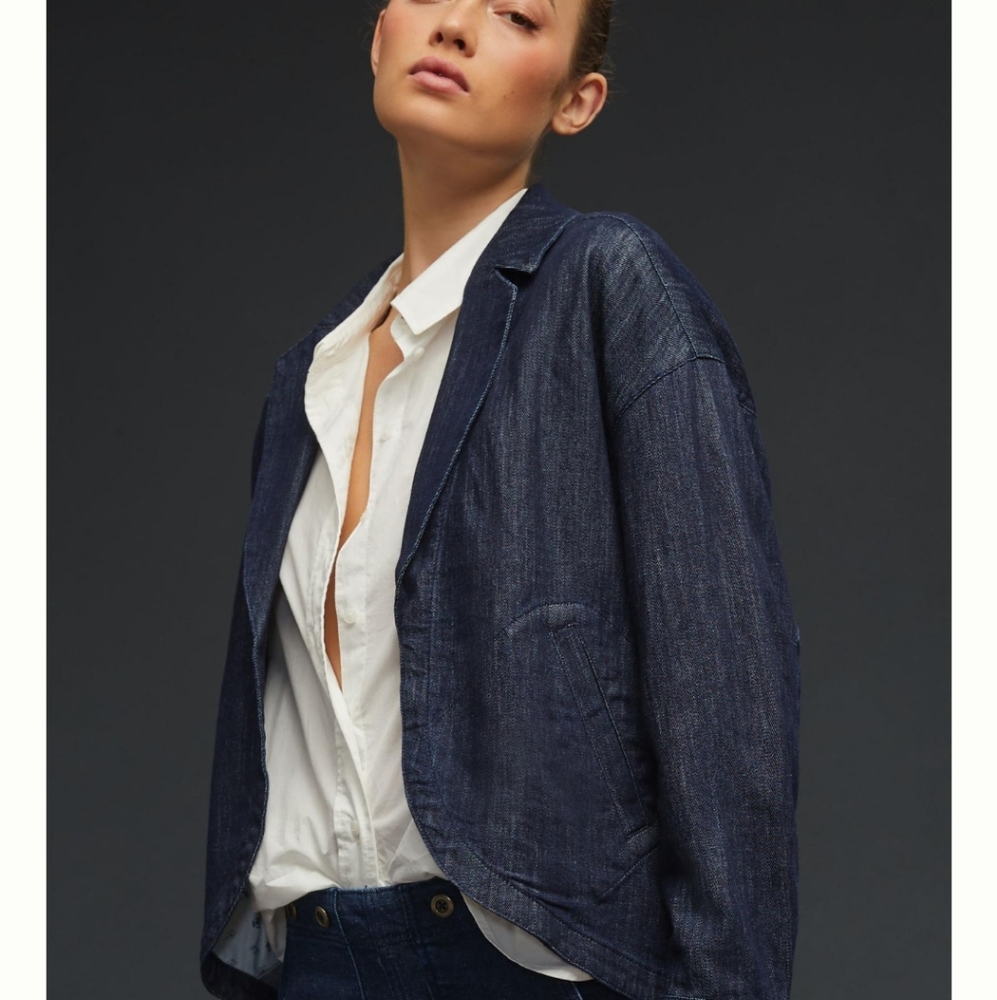 ANTHROPOLOGIE Pilcro Oversized Denim Blazer 128.00